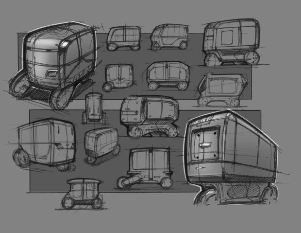 Magna delivery bot ideation sketches